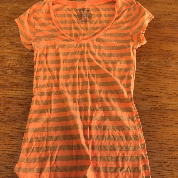 Orange & Grey Striped Tee (pick 3 for $24 bundle) - Picture 1 of 3